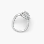 Guru Jewel's Fancy Pear Shaped And Round Diamond Studded Captivating Silver Ring For Her
