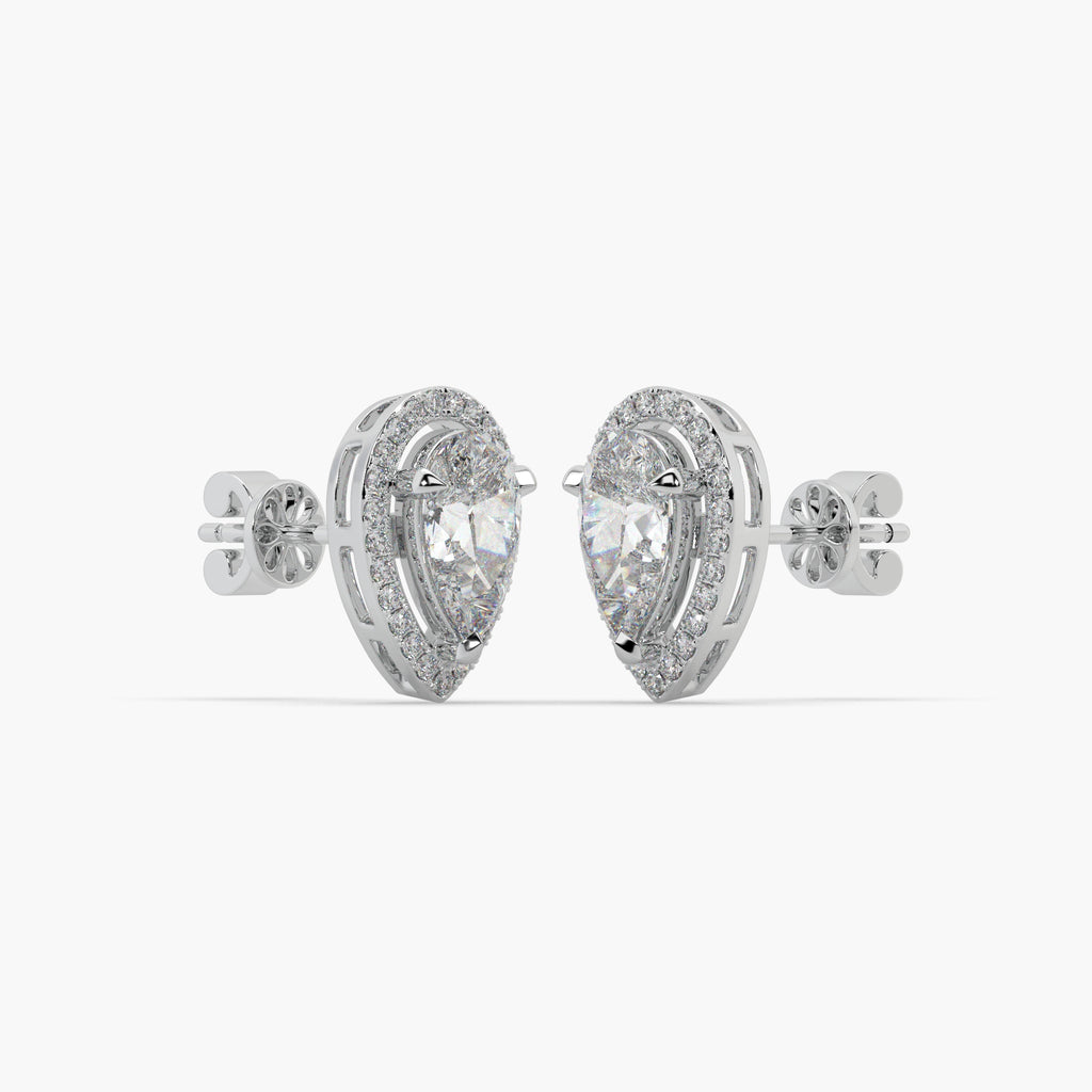 Guru Jewel's Pear Shaped Diamond Studded Silver Earrings For Her