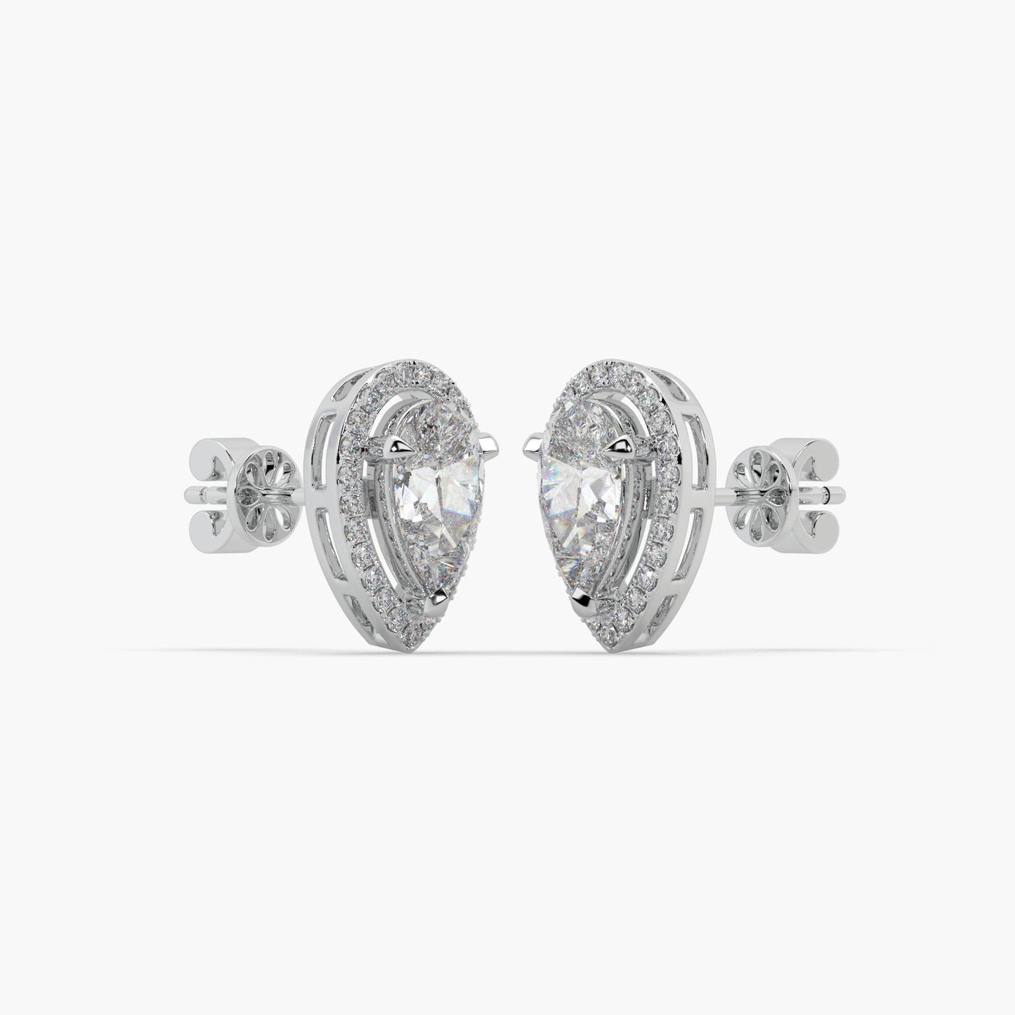 Guru Jewel's Pear Shaped Diamond Studded Silver Earrings For Her