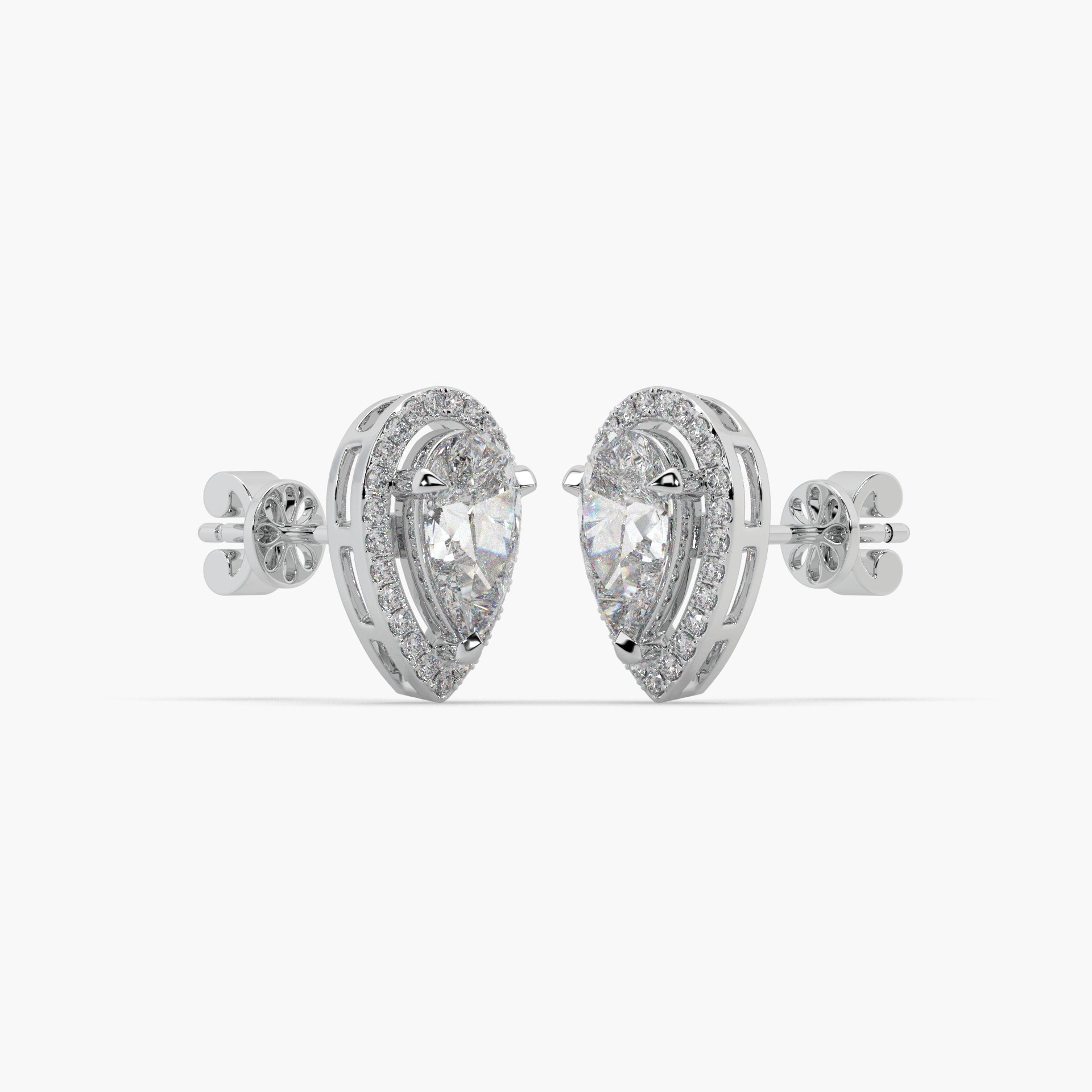 Guru Jewel's Pear Shaped Diamond Studded Silver Earrings For Her
