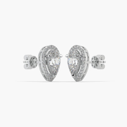 Guru Jewel's Pear Shaped Diamond Studded Silver Earrings For Her