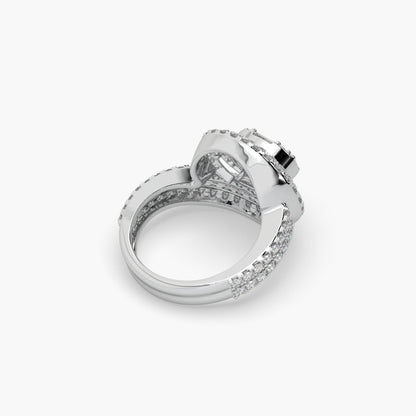Guru Jewel's Bugget And Round Diamond Studded Silver Ring For Her