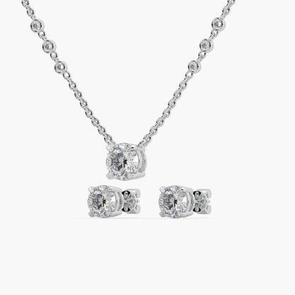 Guru Jewel's Round Solitaire Studded Devastating Silver Pendant Set For Her