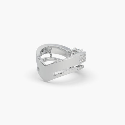 Guru Jewel's Emerald And Round Diamond Studded Silver Ring For Her