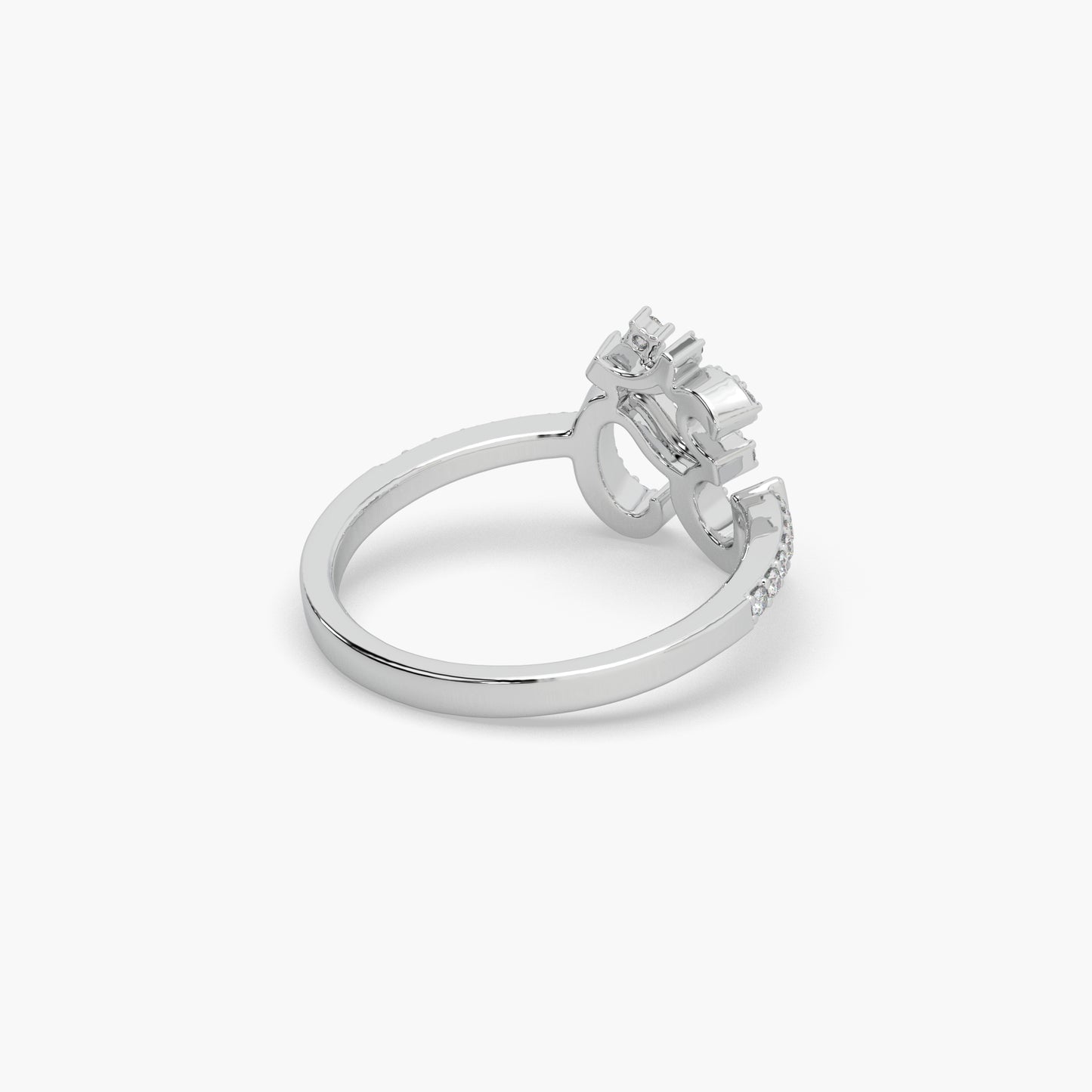 Guru Jewel's Round Diamond Studded "OM" Silver Ring For Her