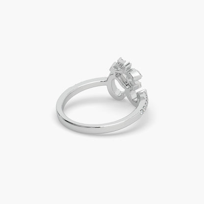 Guru Jewel's Round Diamond Studded "OM" Silver Ring For Her