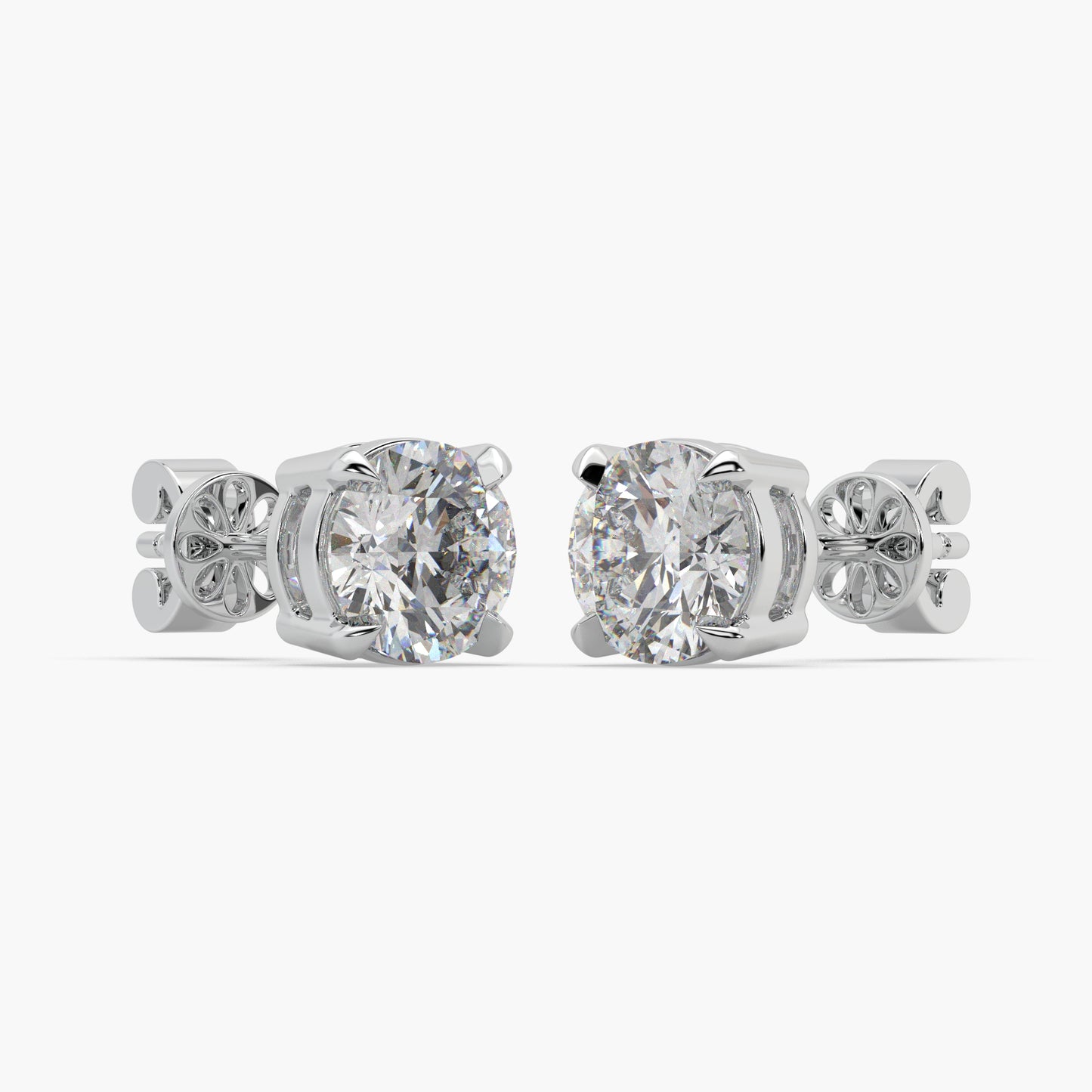 Guru Jewel's  Round Solitaire Studded In Silver Earrings For Her