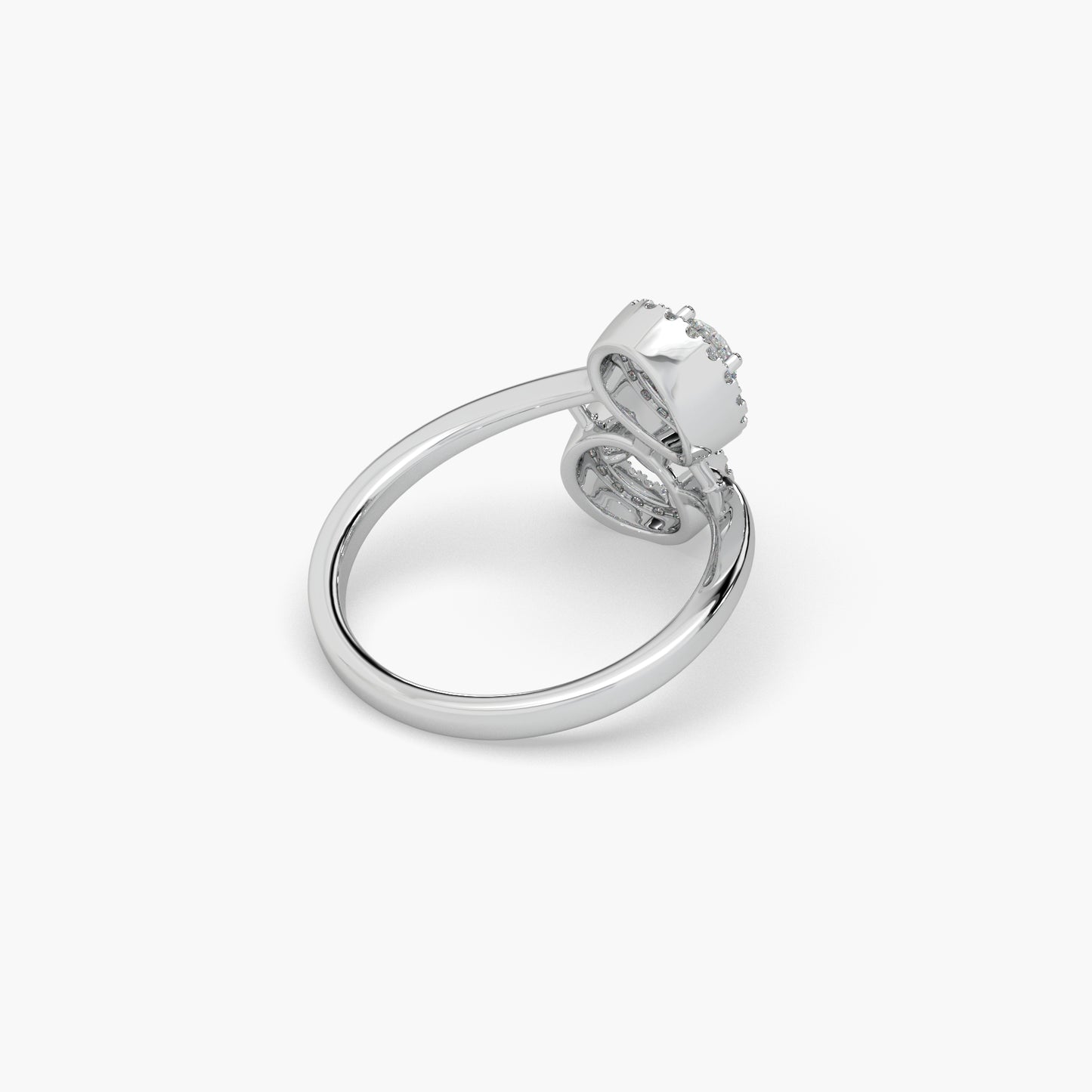 Guru Jewel's Twin Round Solitaire Diamond Studded Silver Ring For Her