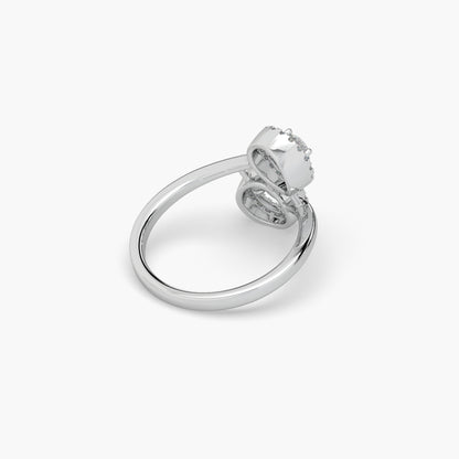 Guru Jewel's Twin Round Solitaire Diamond Studded Silver Ring For Her