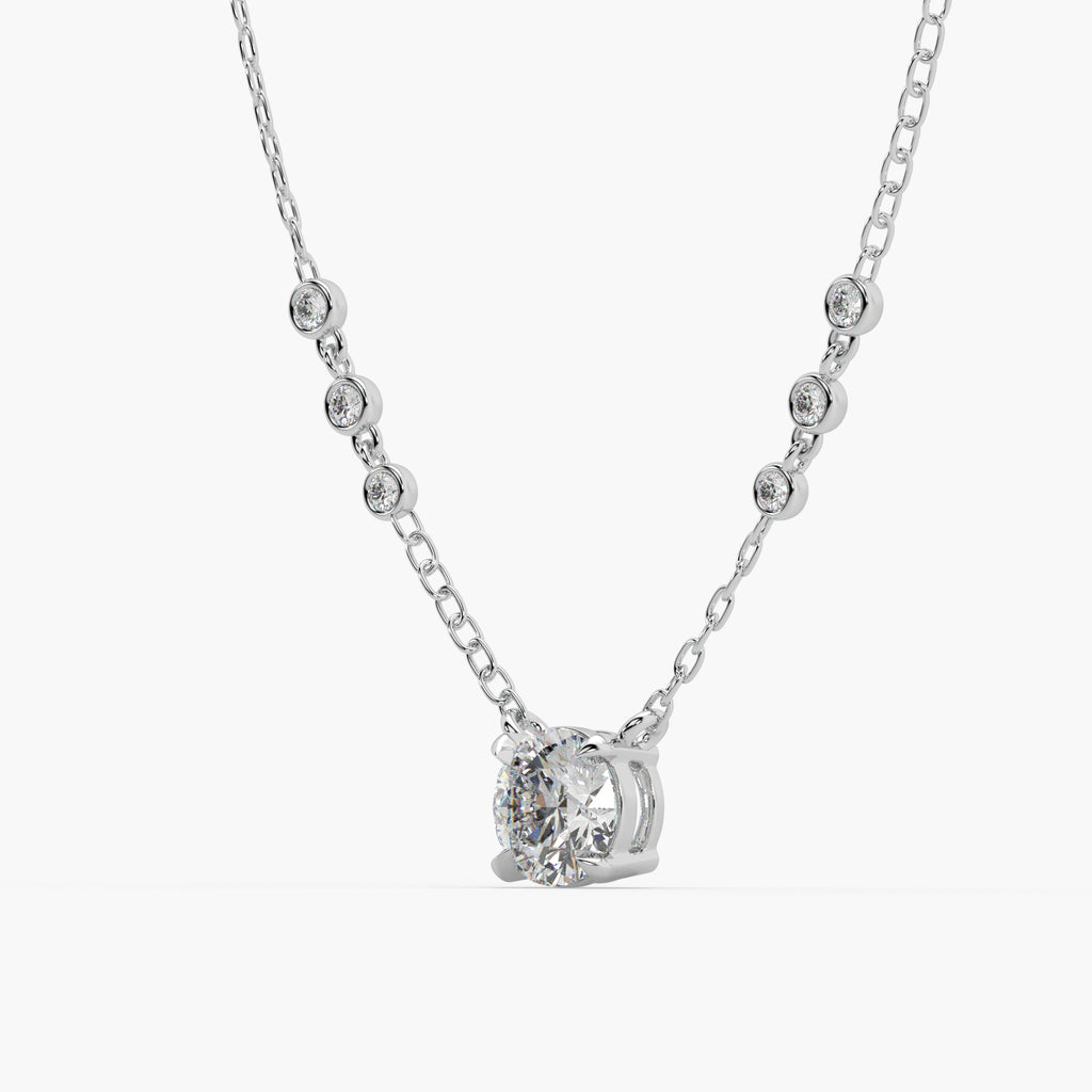 Guru Jewel's Round Solitaire Diamond Studded In Silver Only Pendent For Her