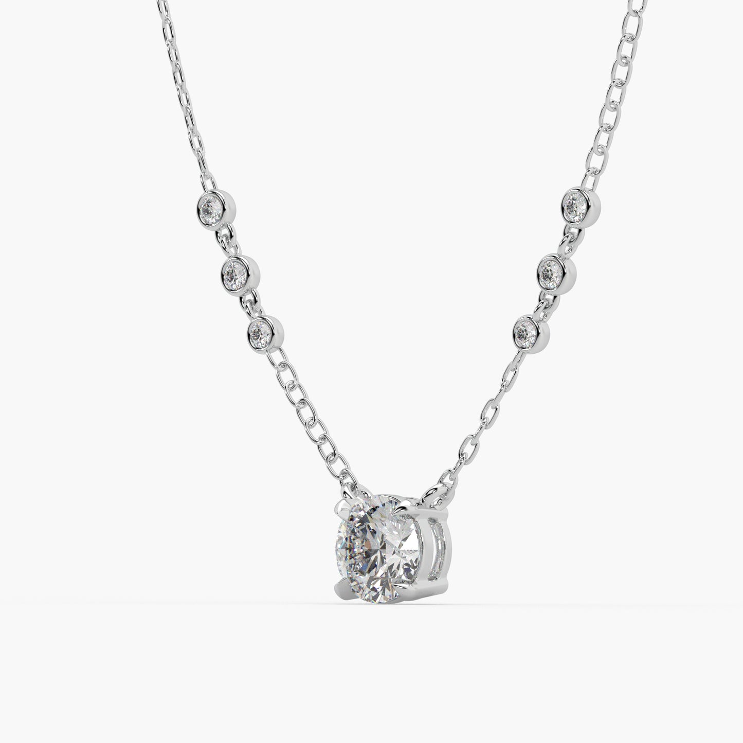 Guru Jewel's Round Solitaire Diamond Studded In Silver Only Pendant For Her