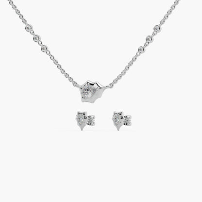 Guru Jewel's Fabulous Fancy Shaped Diamond Studded Silver Pendant Set For Her