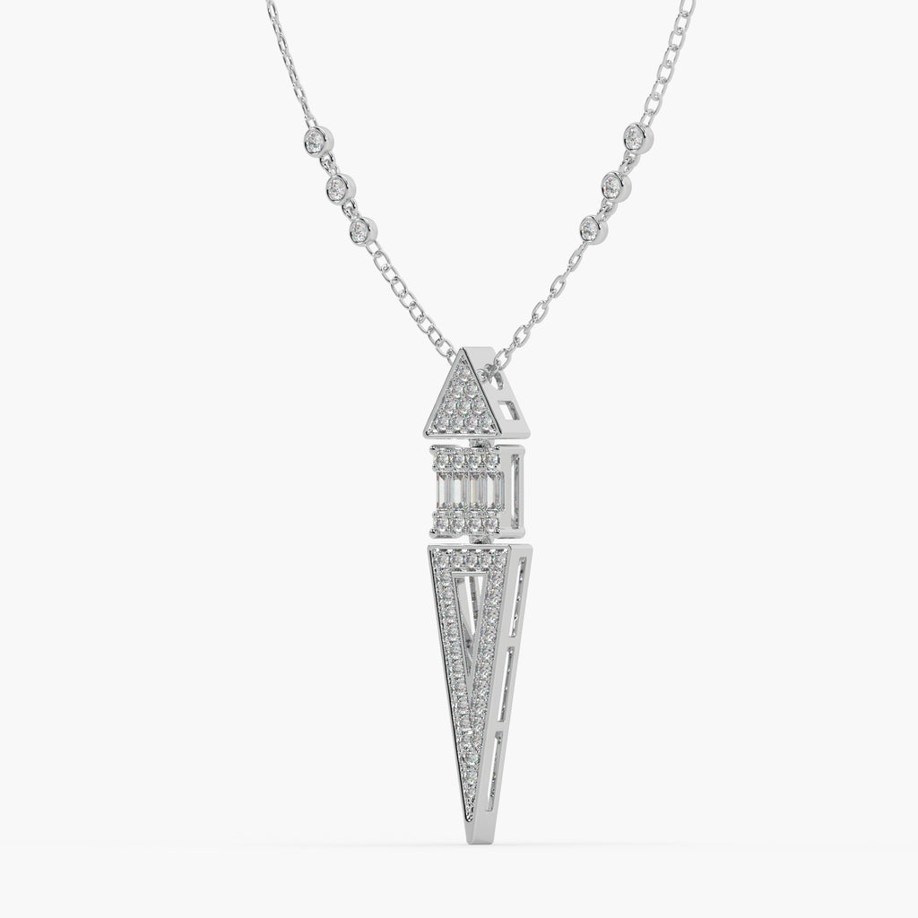 Guru Jewel's Round Diamond And Baugget Studded In Silver Fascinating Only Pendent For Her