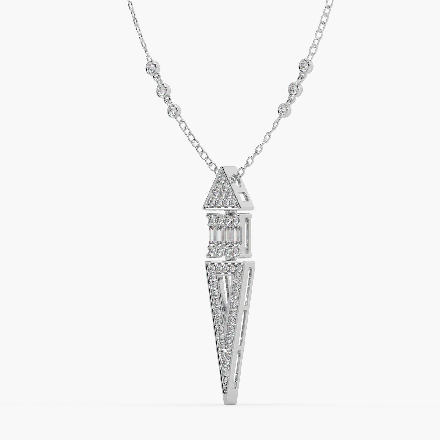 Guru Jewel's Round Diamond And Baugget Studded In Silver Fascinating Only Pendant For Her