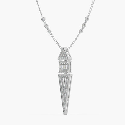 Guru Jewel's Round Diamond And Baugget Studded In Silver Fascinating Only Pendant For Her