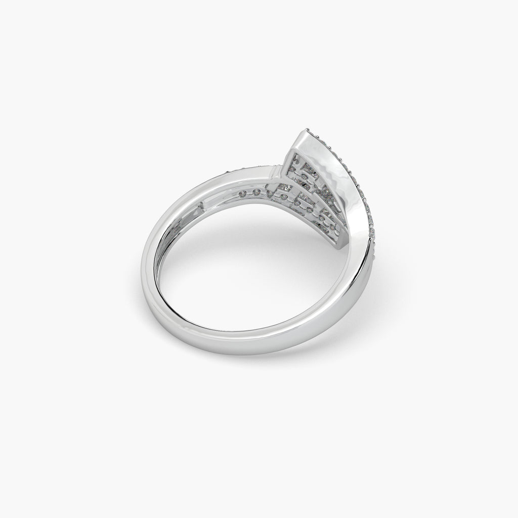 Guru Jewel's Round And Bugget Diamond Studded Devastating Silver Ring For Her