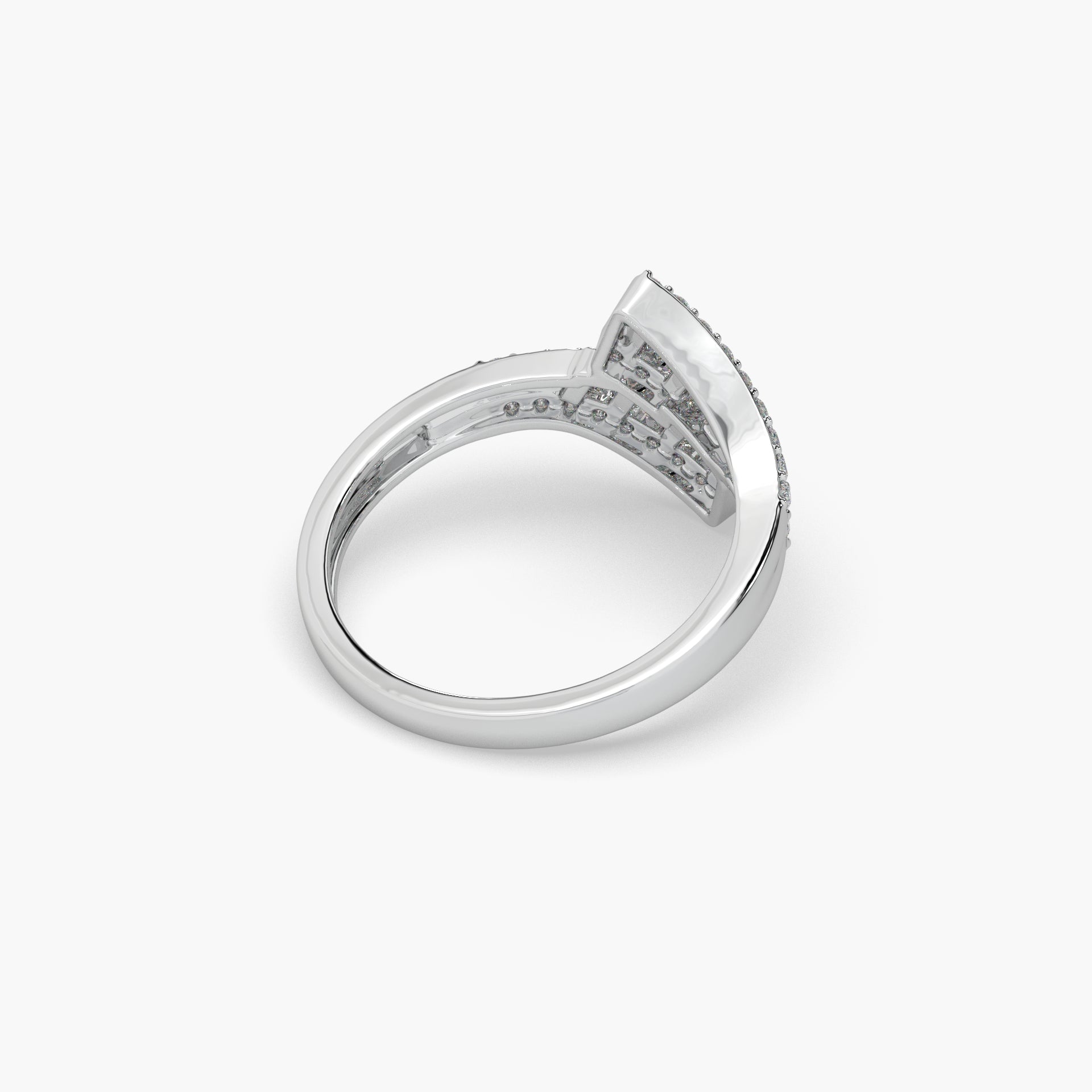 Guru Jewel's Round And Bugget Diamond Studded Devastating Silver Ring For Her