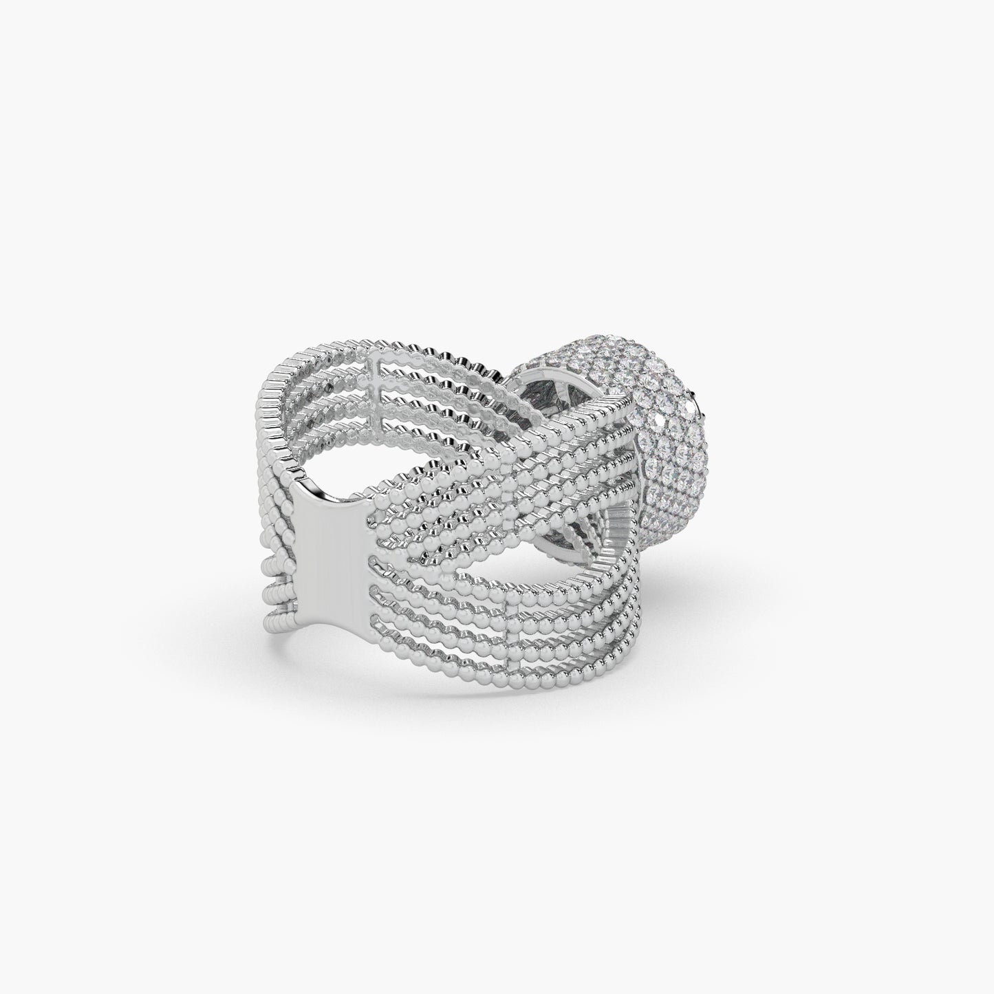 Guru Jewel's Round Diamond Studded Devastating Silver Ring For Her