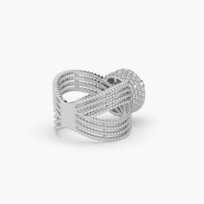 Guru Jewel's Round Diamond Studded Devastating Silver Ring For Her