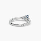 Guru Jewel's Blue Sapphire And Round Diamond Studded Exclusive Silver Ring For Her