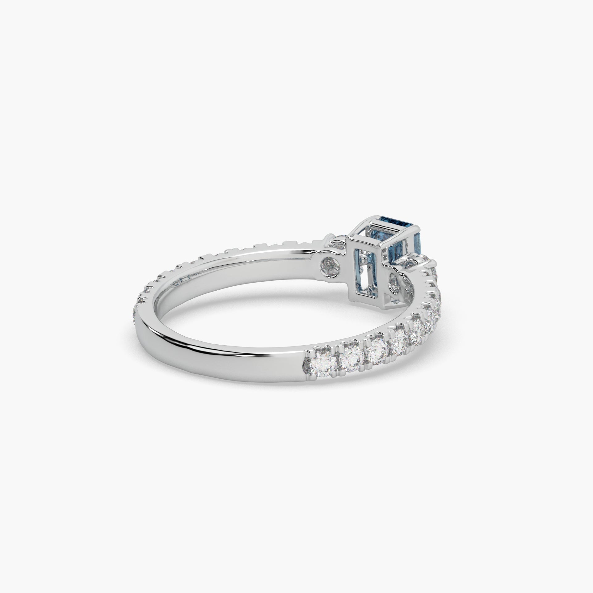 Guru Jewel's Blue Sapphire And Round Diamond Studded Exclusive Silver Ring For Her