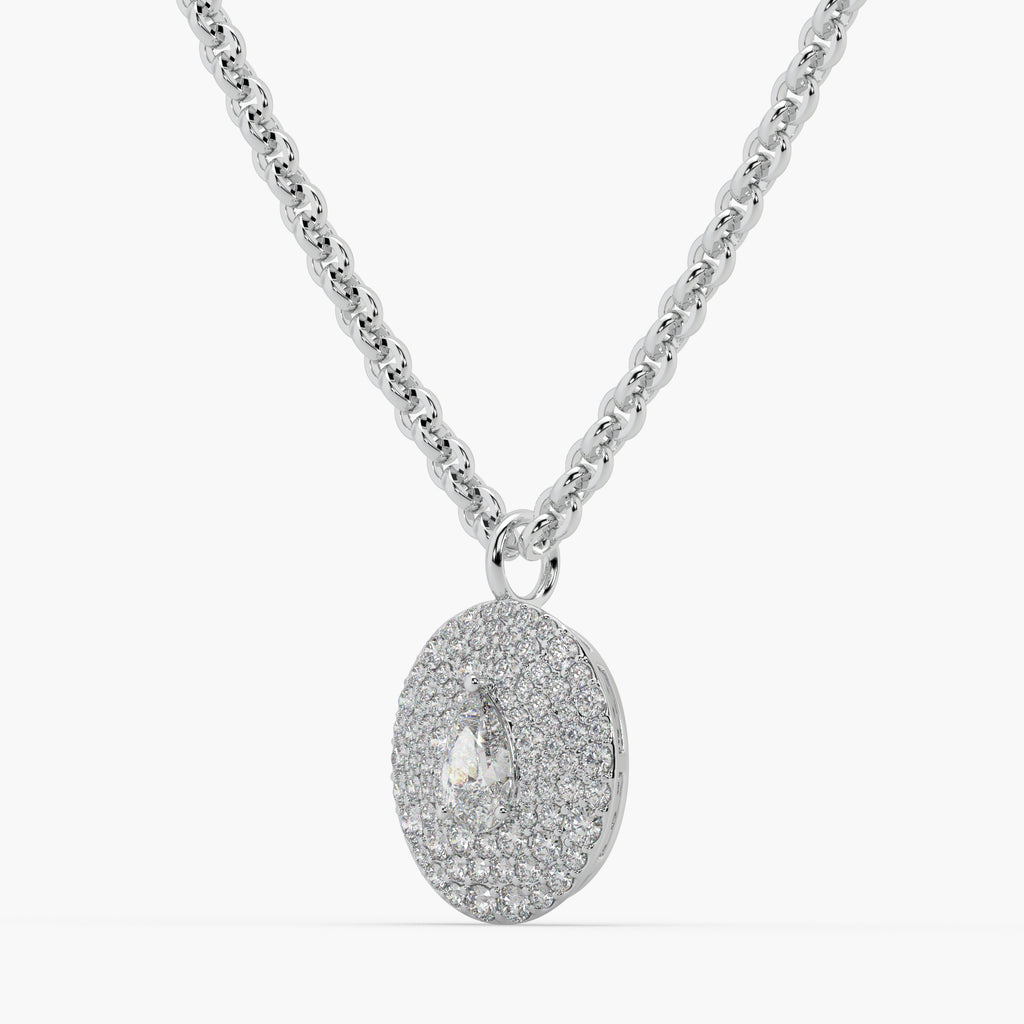 Guru jewel's Round Diamond Studded In Silver Only Pendent For Her