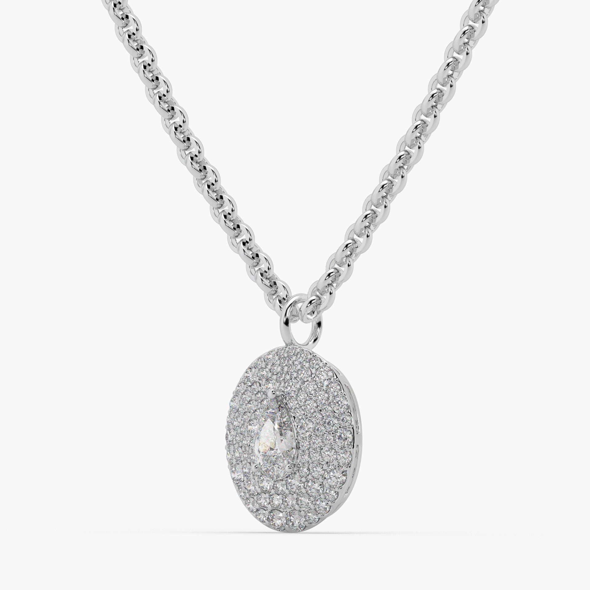 Guru jewel's Round Diamond Studded In Silver Only Pendent For Her