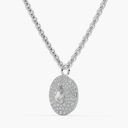 Guru jewel's Round Diamond Studded In Silver Only Pendant For Her