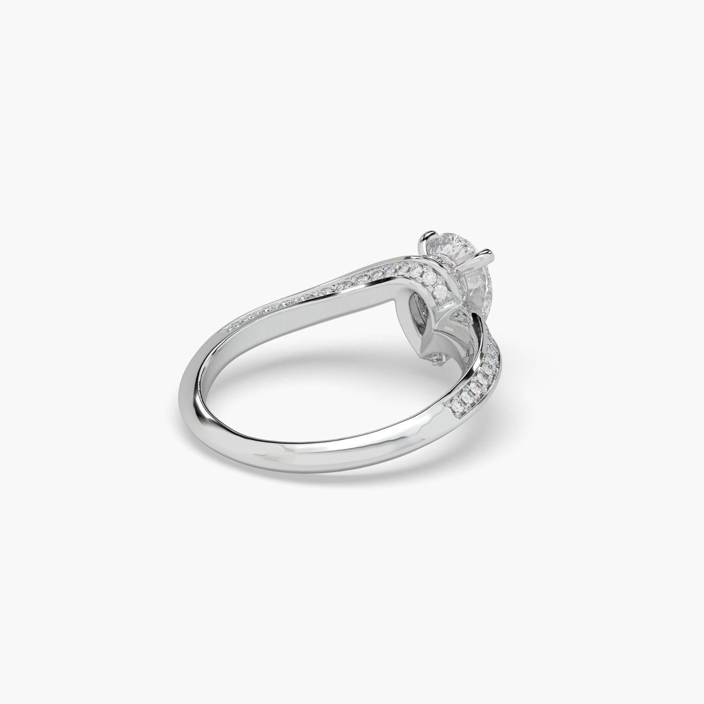 Guru Jewel's Fancy Pear And Round Shaped Diamond Studded Silver Ring For Her