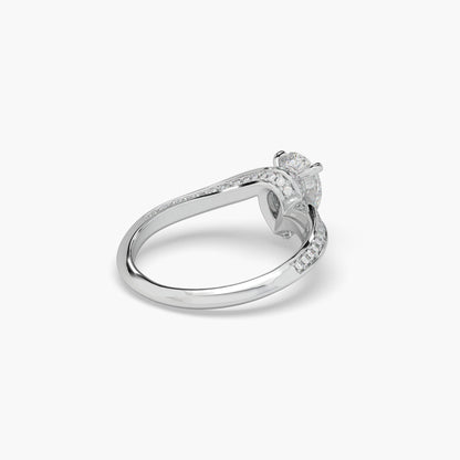 Guru Jewel's Fancy Pear And Round Shaped Diamond Studded Silver Ring For Her