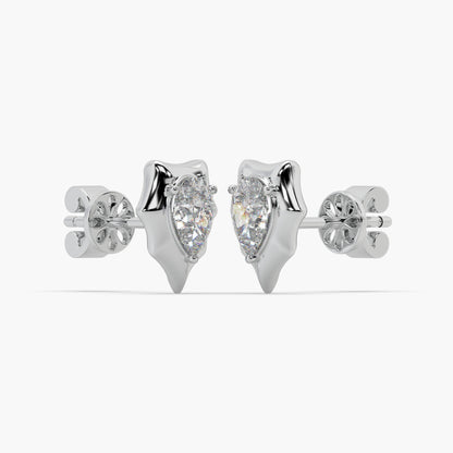 Guru Jewel's Pear Shaped Solitaire Diamond Studded In Silver Earrings For Her
