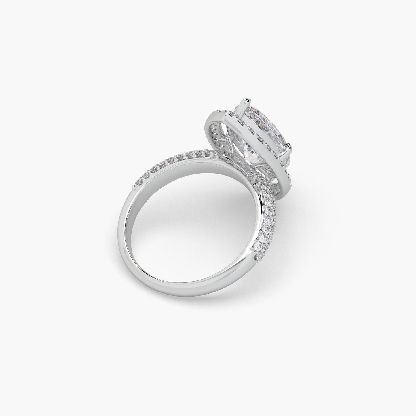 Guru Jewel's Fancy Marquise And Round Diamond Studded Captivating Silver Ring For Her