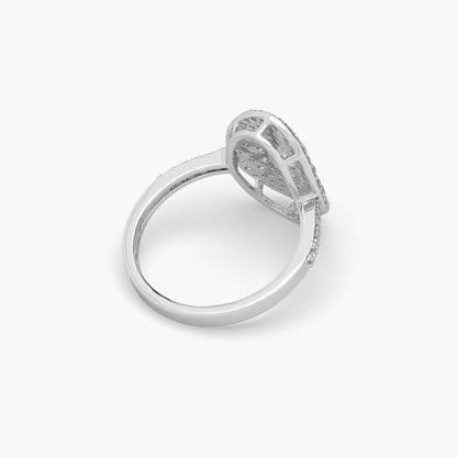 Guru Jewel's Round And Fancy Marquise Diamond Studded Silver Ring For Her