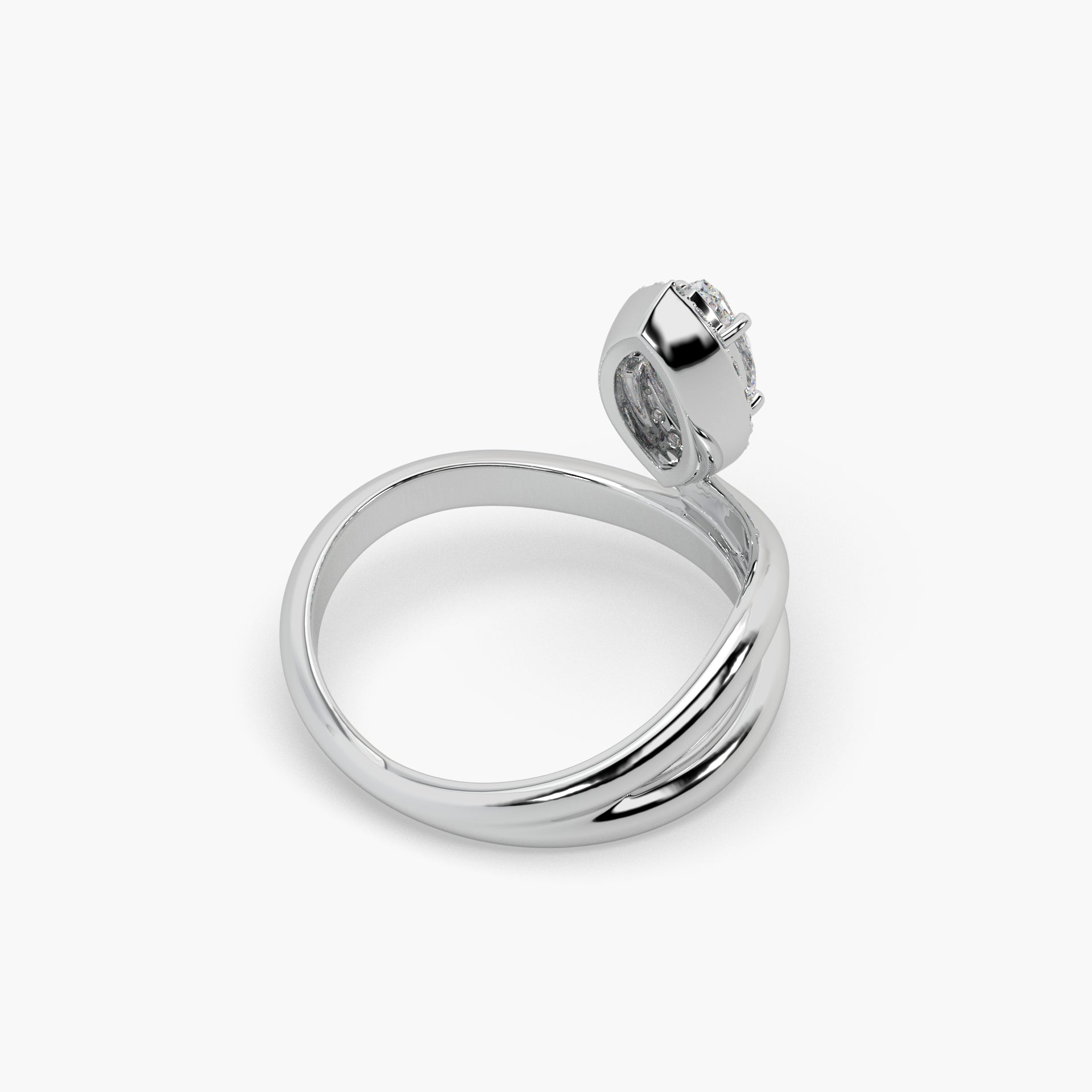 Guru Jewel's Exclusive Fancy Marquise And Round Diamond Studded Silver Ring For Her