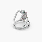 Guru Jewel's Multi Color Stone And Diamond Studded Silver Ring For Her