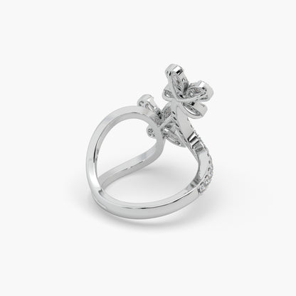 Guru Jewel's Round And Bugget Diamond Studded Wonderful Silver Ring For Her