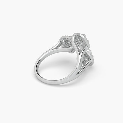 Guru Jewel's Round And Bugget Diamond Studded Multi Shaped Silver Ring For Her