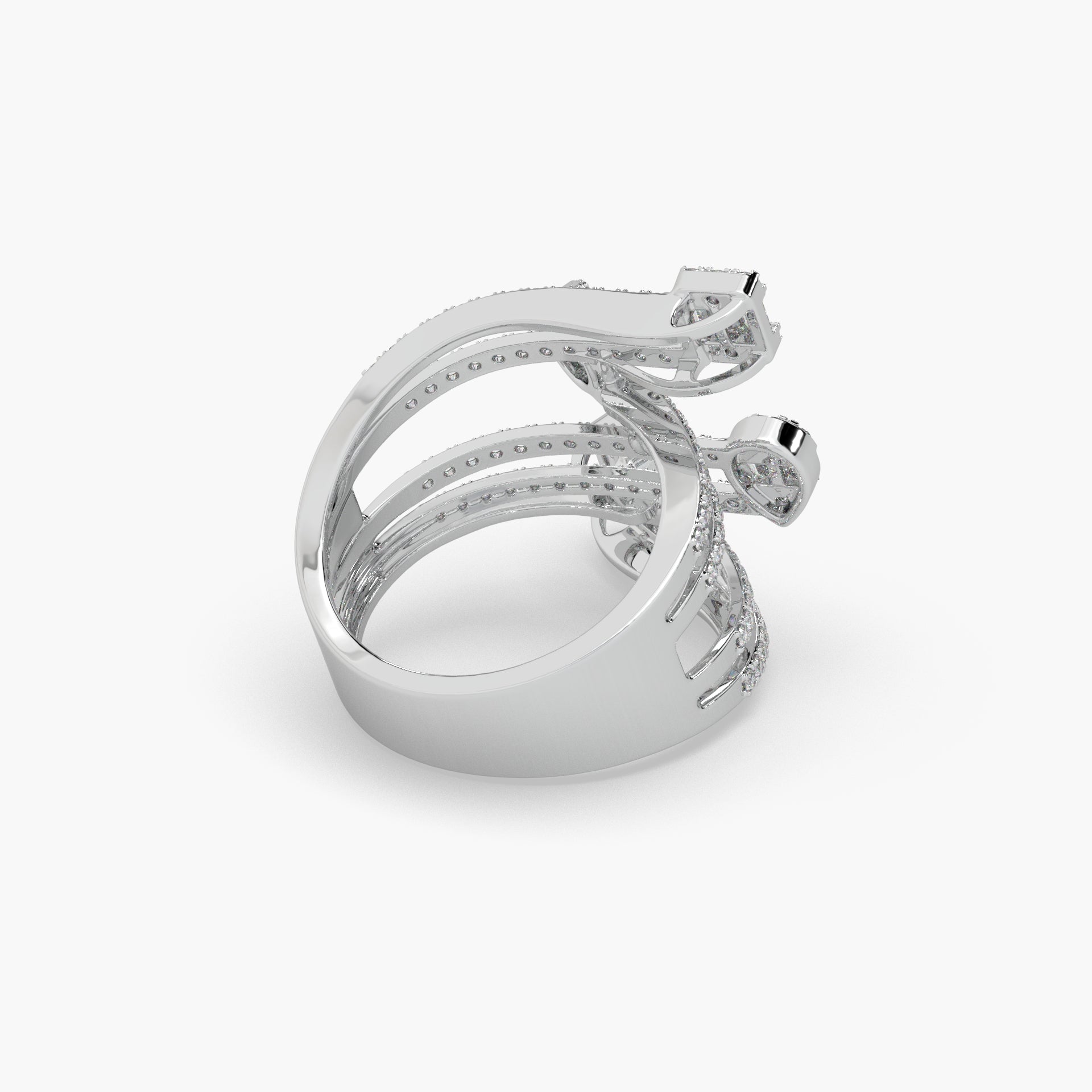 Guru Jewel's Round And Bugget Diamond Studded Attractive Silver Ring For her