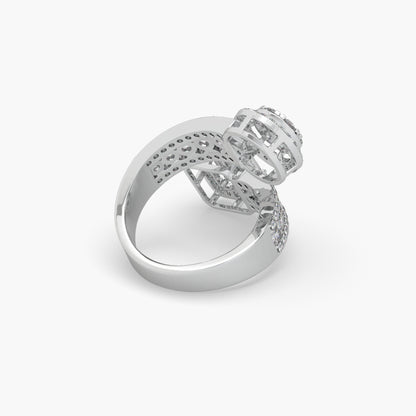 Guru Jewel's Round And Bugget Studded Fascinating Silver Ring For Her