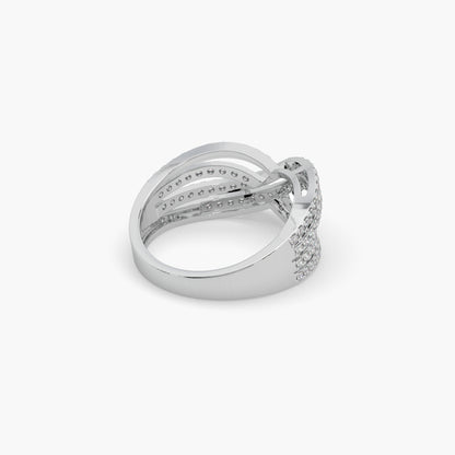 Guru Jewel's Round Diamond Studded Alluring Silver Ring For Her