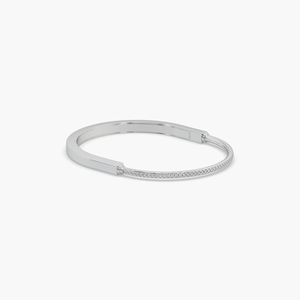 Guru Jewel's Stunning Design With Round Diamond Studded Silver Bracelet For Her