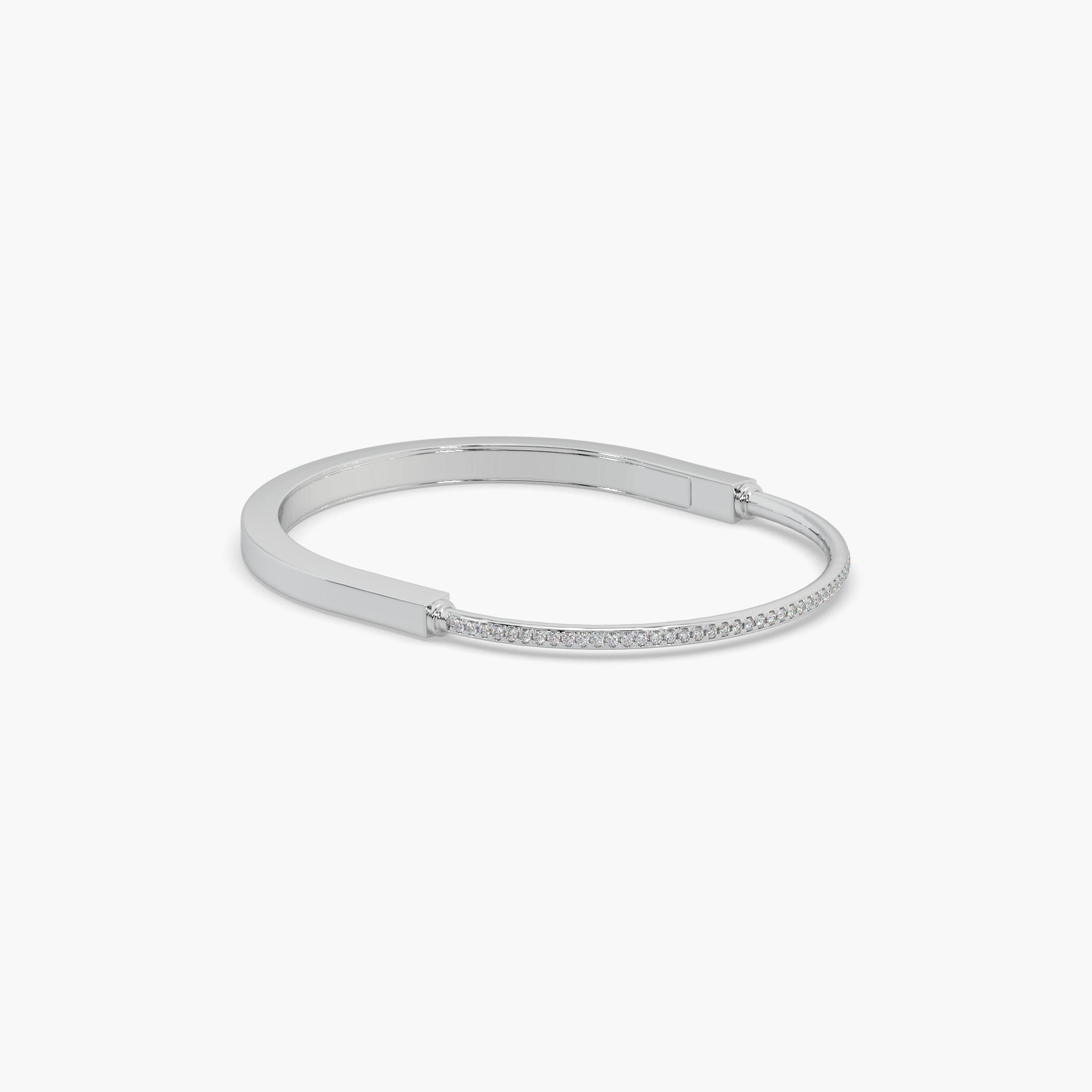 Guru Jewel's Stunning Design With Round Diamond Studded Silver Bracelet For Her