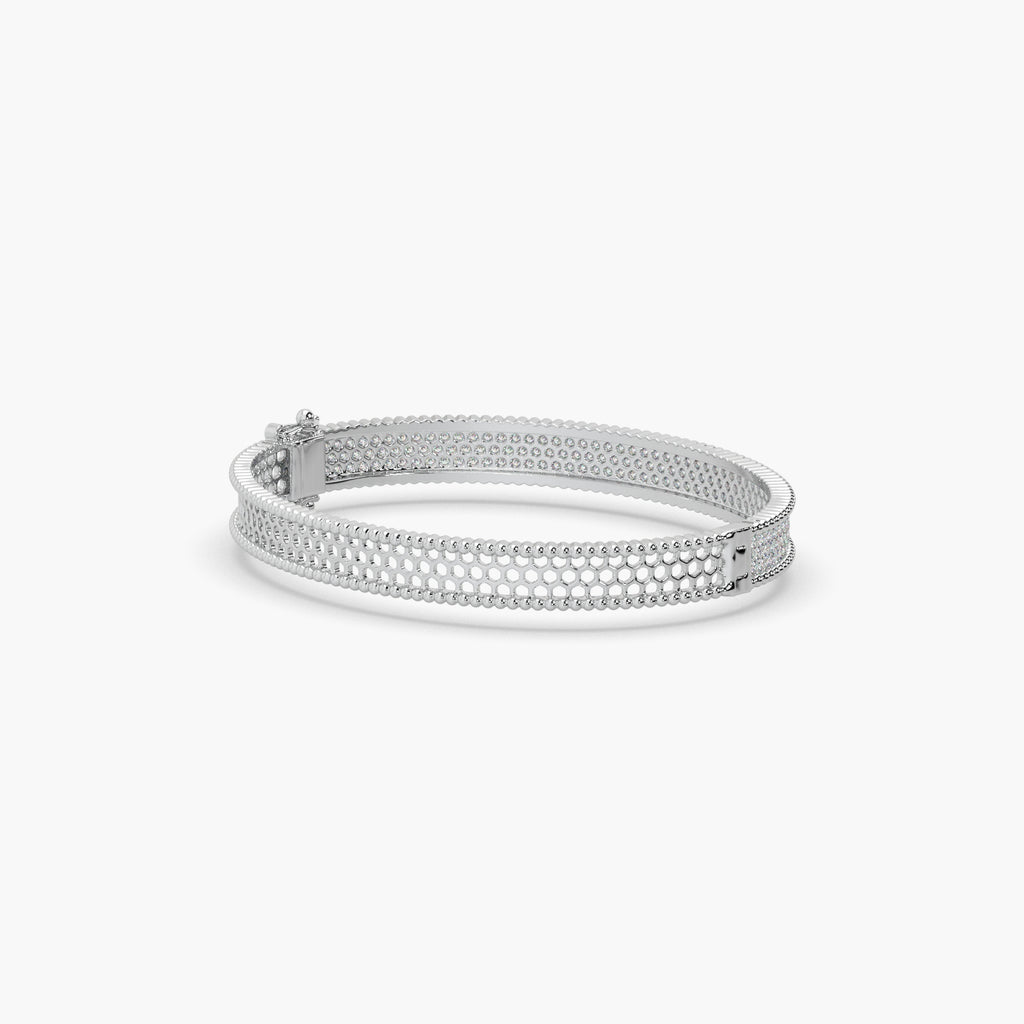 Guru Jewel's Round Diamond Studded Exclusive Silver Bracelet For Her
