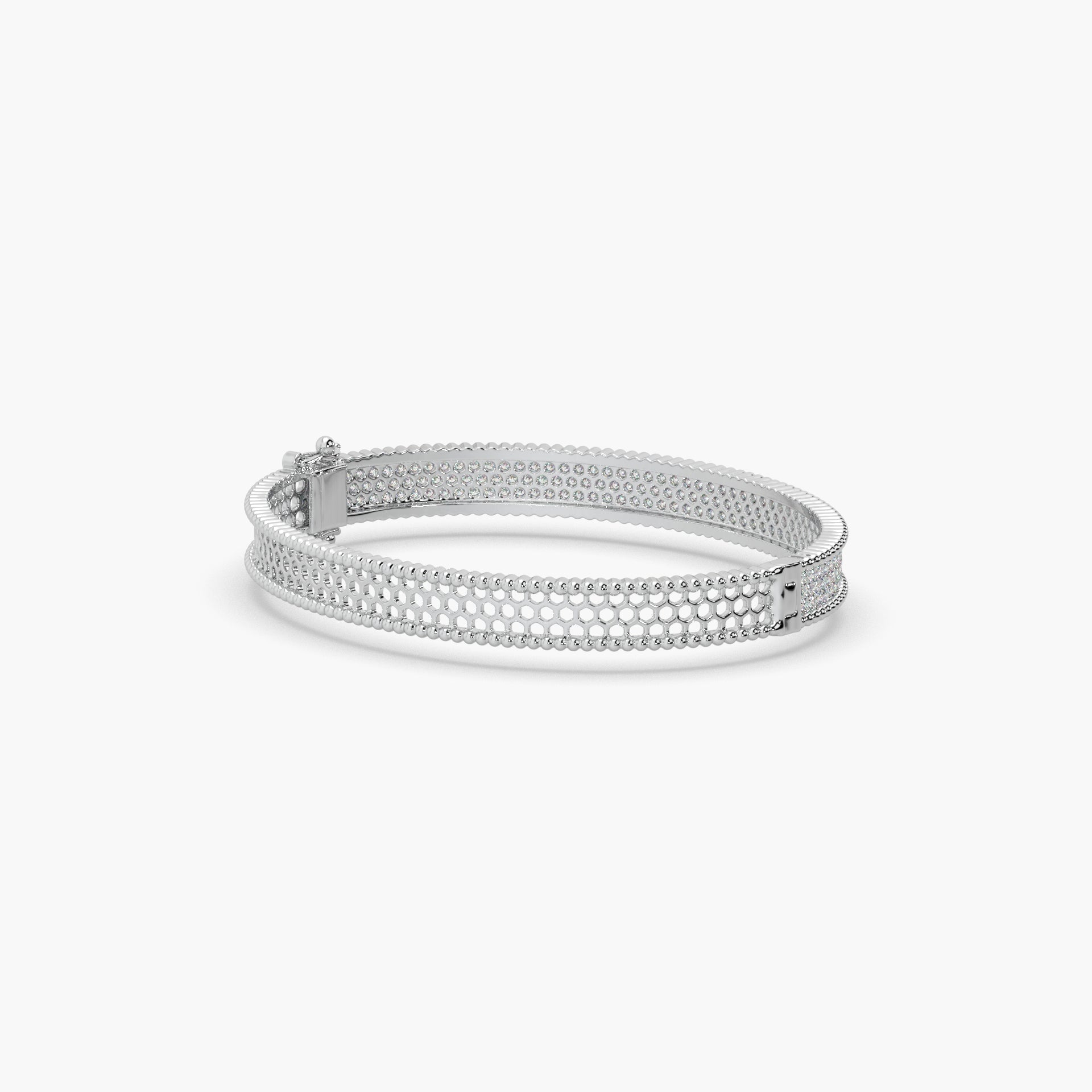 Guru Jewel's Round Diamond Studded Exclusive Silver Bracelet For Her