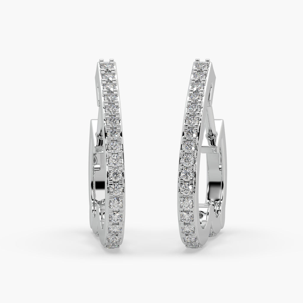 Guru Jewel's Round Diamond Studded Hear Shaped Beautiful Silver Earrings For Her