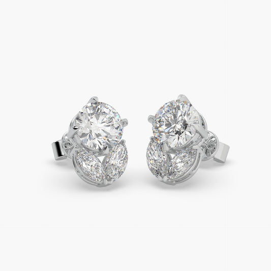 Guru Jewel's Round And Marquise Moissanite Studded Earings For Her