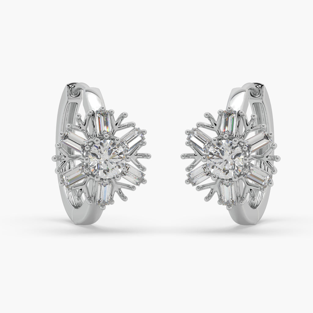 Guru Jewel's Round And Buagget Diamond Studded Bali Silver Earrings For Her