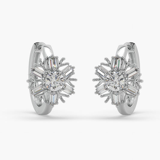 Guru Jewel's Round And Bugget Moissanite Studded Bali Silver Earings For Her