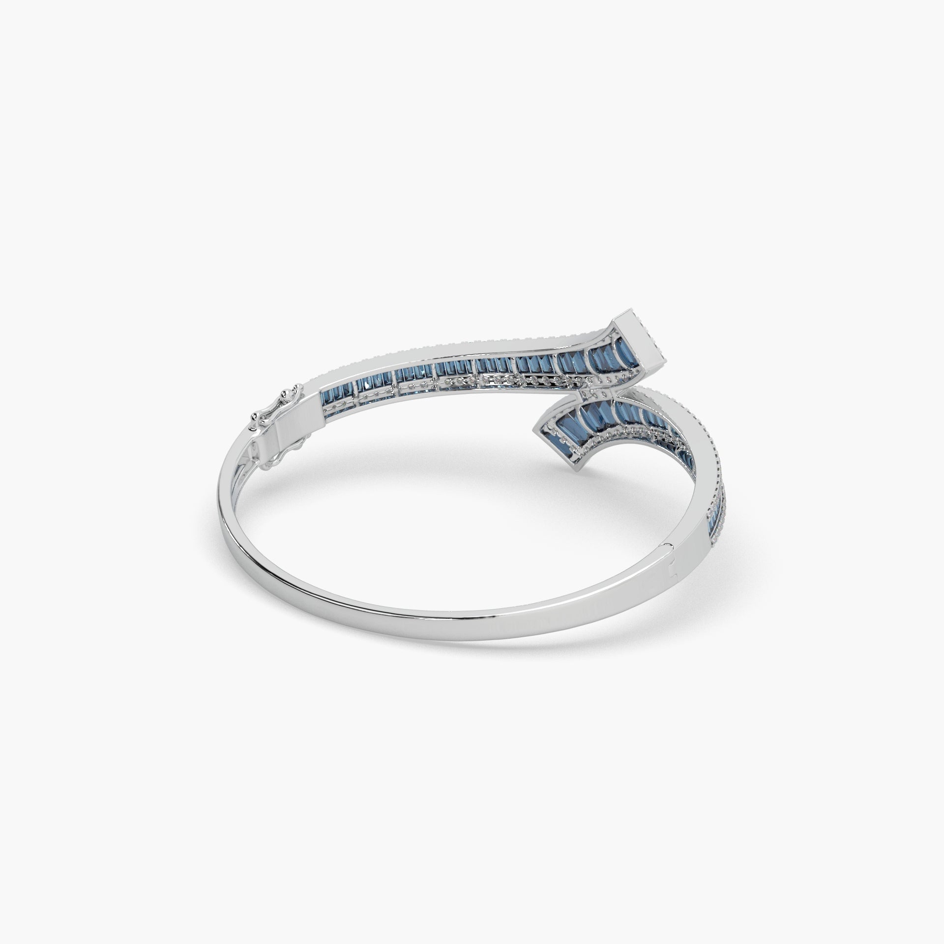 Guru Jewel's Beautiful Round And Baguette Diamond Studded Fabulous Silver Bracelet For Her