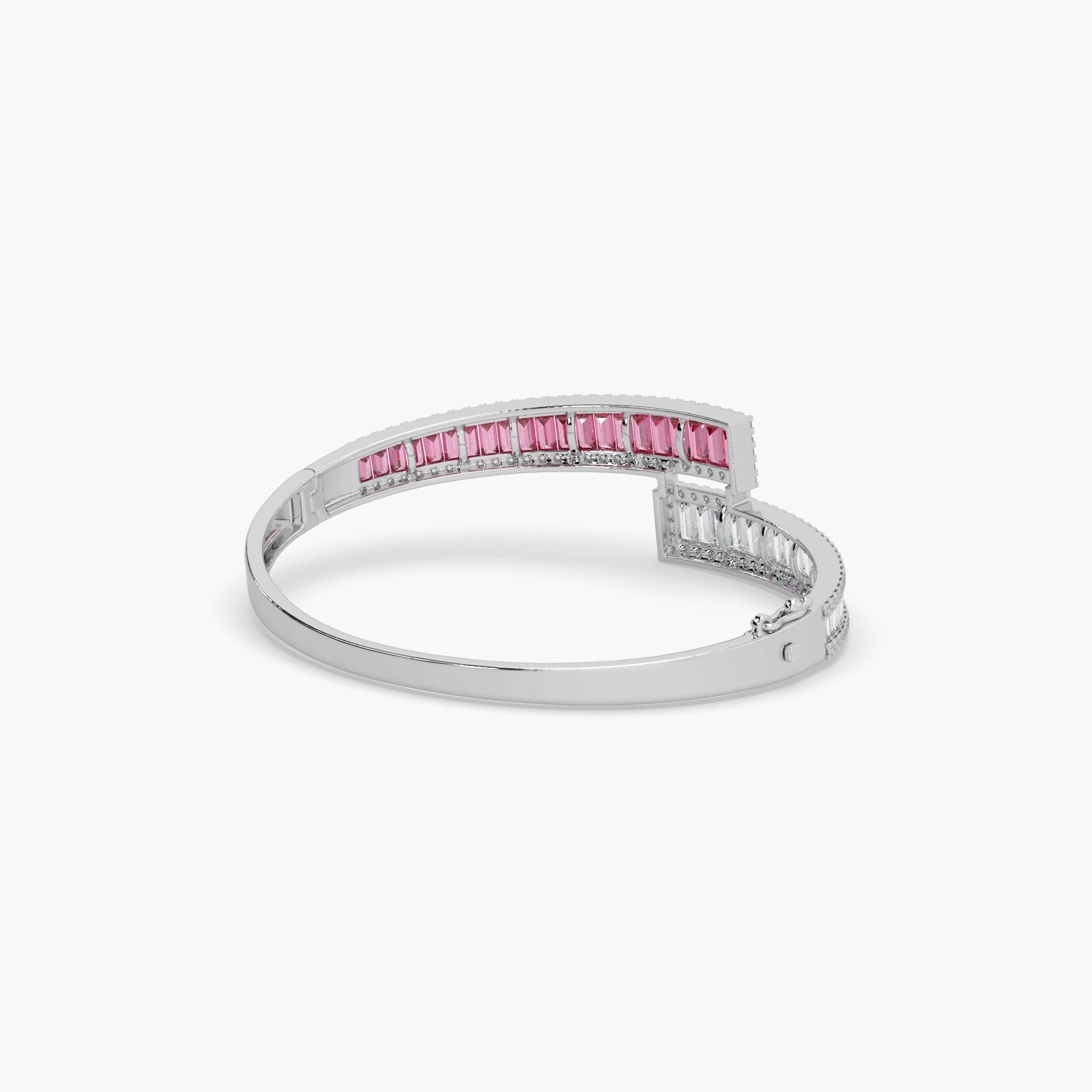 Guru Jewel's Round And Baguette Diamond Studded Fascinating Silver Bracelet For Her